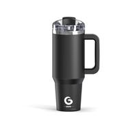 BIGRD Insulated Travel Mug Water Bottle with Straw and Handle 1.2l,Stainless Steel Double Wall Vacuum Leak Proof Coffee Cup with Lid Keeps Cold and Hot,BPA-Free,Black