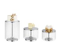 Bigsee 3pcs/Set Cake Stand with Metal Mirrored, Round Wedding Cake Stand Silver, Bling Cake Stand Trays for Wedding Table, Baby Shower, Birthday, Anniversary