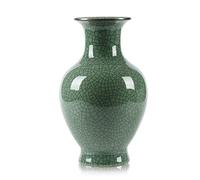 Bigsee Handmade Ceramic Cracked Glaze Green Vase - Rustic Minimalist Living Room Decor, Centerpiece, Wedding & Party Decor