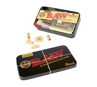 BIGSMOKESUPPLIES - Black Pocket Smokers Rolling Tin Gift Set - Papers & Filter Tips, Tubes, Glass Tip, Connoisseur, Raw Travel Tin