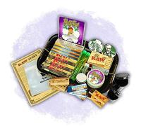 BIGSMOKESUPPLIES - Khalifa K Small Cigarette Tray Set - RAW Black Tray Gift Set (RAWTHENTIC ELEMENTS OCB RIZLA)