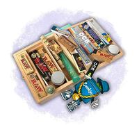 BIGSMOKESUPPLIES - Smokers Cigarette Rolling Box Gift Set/OCB Papers Cones Tips Mylar Poptops/Travel Wooden Hamper