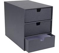 Bigso Box of Sweden 3-Tier Desktop Drawers - Desk Tidy Organiser for Stationery Storage - Paper Mini Filing Cabinet - Dark Grey
