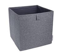 Bigso Box of Sweden Cube Storage Unit for Shelf or Closet - Large Storage Box for Clothes, Toys, Office Supplies, etc. - Foldable Polyester and Cardboard Storage Basket - Grey