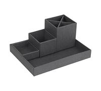 Bigso Box of Sweden Desk Storage Organiser for Stationery - Pen Holder with 4 Compartments for Various Office Items - Fibreboard and Paper Stationery Storage - Black