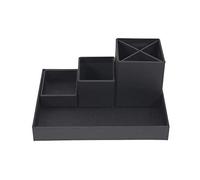 Bigso Box of Sweden Desk Storage Organiser for Stationery - Pen Holder with 4 Compartments for Various Office Items - Fibreboard and Paper Stationery Storage - Dark Grey