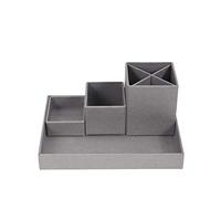 Bigso Box of Sweden Desk Storage Organiser for Stationery - Pen Holder with 4 Compartments for Various Office Items - Fibreboard and Paper Stationery Storage - Grey