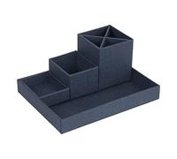Bigso Box of Sweden Desk Storage Organiser for Stationery - Pen Holder with 4 Compartments for Various Office Items - Fibreboard and Paper Stationery Storage - Blue