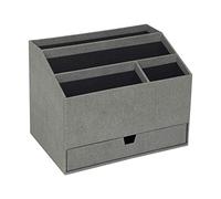 Bigso Box of Sweden Desktop Organizer, Canvas-Embossed Paper-Laminated Fiberboard, Grey, 16 x 9.4 x 7.2 Inches