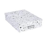 Bigso Box of Sweden Document Box for A4 Paper, Brochures and Notes - Box with Lid and Handle - Fibreboard and Paper Box Storage with Lid - Black Speckled