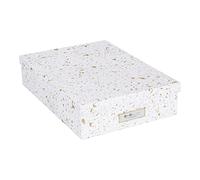 Bigso Box of Sweden Document Box for A4 Paper, Brochures and Notes - Box with Lid and Handle - Fibreboard and Paper Box Storage with Lid - Gold Speckled