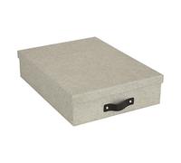 Bigso Box of Sweden Document Box for A4 paper, Brochures and Notes - Box with Lid and Leather Handle - Fibreboard and Paper Box Storage with Lid - Beige