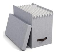 Bigso Box of Sweden File Organiser Storage - Stylish Organiser Box Including 8 Hanging Files - Container for Folders Made of Fibreboard and Paper - Grey