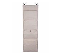 Bigso Box of Sweden Foldable Hanging Storage Organiser - Door and Wall Hanging Storage with 4 Compartments and Linen Effect - Hanging Storage Pockets for Shoes, Clothes, Accessories and More - Beige