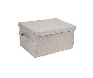 Bigso Box of Sweden Foldable Soft Medium Storage Box for Home and Office - Canvas Wardrobe Organiser with Lid - Spacious Storage Cube for Clothing and Accessories - Beige
