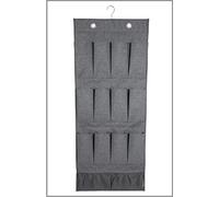 Bigso Box of Sweden Hanging Storage Organiser with 12 Storage Compartments - Hanging Storage for Wardrobe with Hook and Metal Eyelet Fastening - Cupboard Storage made of Polyester and Cardboard - Grey
