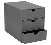 Bigso Box of Sweden Ingrid 3-Drawer Canvas Fiberboard Desk Organizer for Office Supplies and Accessories - Stackable Makeup Drawer Organizer - 6.3in x 9.9in x 8.1in - Grey