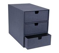 Bigso Box of Sweden Ingrid 3-Drawer Fiberboard Desk Organizer | Durable Desk Storage Organizer with Drawers for Office Supplies and Accessories | Stackable Desktop Drawers | 6.3''x9.9''x8.1'' | Blue