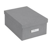 Bigso Box of Sweden Karin Collapsible Storage Box with Labelframe for Easy Identification | Simple Assembly without Tools | Decorative Storage Boxes with Lids | 8.9" x 12.4" x 5.4" | Gray