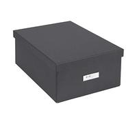Bigso Box of Sweden Katia Collapsible Storage Box with Labelframe for Easy Identification - Simple Assembly without Tools - Decorative Storage Boxes with Lids - 11.3in x 15.4in x 6.4in - Dark Grey