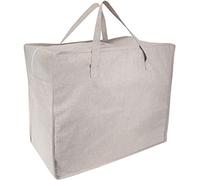 Bigso Box of Sweden Large Storage Bag with Zips for Winter Clothing and Bedding - Linen-Look Underbed Storage and Laundry Hamper - Soft Duvet Storage Bag with Handles - Beige