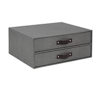 Bigso Box of Sweden Mini Desk Chest of Drawers for Documents and Office Supplies - Desk Organizer with 2 Drawers - Box with Drawers made of Wood Fiber and Paper - Grey