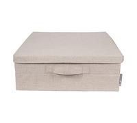Bigso Box of Sweden Underbed Storage for Bedding and Seasonal Clothes - Space Saving Storage for Dorms and Studio Apartments - Fabric Storage Crate with 2-Part Lid - Beige