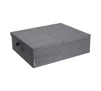 Bigso Box of Sweden Underbed Storage for Bedding and Seasonal Clothes - Space Saving Storage for Dorms and Studio Apartments - Fabric Storage Crate with 2-Part Lid - Grey