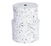 Bigso Box of Sweden WILMA Set of 2 Round Storage Boxes with Lids - Organiser Box with Lid for Clothes, Toys etc. - Decorative Round Box Made of Fibreboard and Paper in Linen Look - Black Speckled