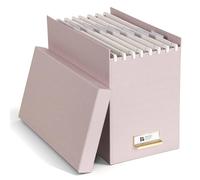 BIGSO JOHAN A4 Hanging File Box - Hanging File Box with Lid and Handle - Desk Tray for Hanging Files & Documents - Storage Box Made of Recycled Fibreboard and Paper - Pink