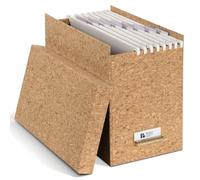 BIGSO JOHAN A4 Hanging File Box - Hanging File Box with Lid and Handle - Desk Tray for Hanging Files & Documents - Storage Box Made of Recycled Fibreboard and Paper - Cork