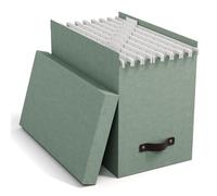 BIGSO JOHAN Hanging File Box with Lid - Stylish Archive Box Including 8 Suspension Files - Fibreboard and Paper in Stylish Linen Look - Mint Green