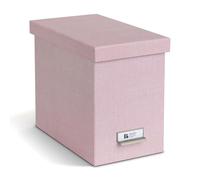 Bigso John Desktop File Box - Storage Solution and Document Organizer for Important Paperwork - Durable Hanging File Box with Lid and Metal Label Holder - 7.4 in x 13 in x 10.4 in - Melange Pink
