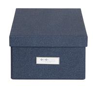 Bigso Katrin KD Collapsible Storage Box | Photo Storage Box with Labelframe for Easy Identification | Simple Assembly without Tools | Decorative Storage Boxes with Lids | 13.5"x17.6"x7.2" | Blue