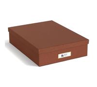 BIGSO OSKAR A4 Document Box - Storage Box with Lid and Handle - Desk Tray for Paper, Brochures & Documents - Shelf Storage Box Made of Fibreboard and Paper - sienna