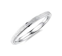 bigsoho Women's 2 mm Sandblasted Stainless Steel Wedding Band, Engagement / Wedding Ring Gift Silver