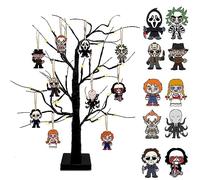 BIGSPINACH Horror Movies Tree Ornaments - Pack of 10 Wooden Hanging Mini Halloween Tree Decorations Christmas Ornaments Halloween Room Décor