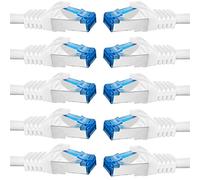 BIGtec Ethernet Cable 0,15m Internet Cable CAT 7 white - 10 pieces - High Speed double shielded S/FTP RJ45 LAN compatible Gaming PC Laptop Computer Playstation 5 PS5 PS4 Xbox Smart TV Box NAS Switch