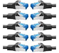 BIGtec Ethernet Cable 0,5m Internet Cable CAT 7 black - 10 pieces - High Speed double shielded S/FTP RJ45 LAN compatible Gaming PC Laptop Computer Playstation 5 PS5 PS4 Xbox Smart TV Box NAS Switch