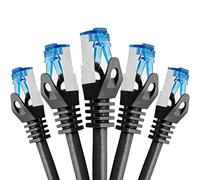 BIGtec Ethernet Cable 0,75m Internet Cable CAT 7 black - 5 pieces - High Speed double shielded S/FTP RJ45 LAN compatible Gaming PC Laptop Computer Playstation 5 PS5 PS4 Xbox Smart TV Box NAS Switch