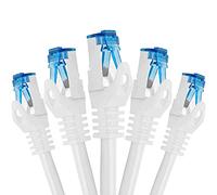 BIGtec Ethernet Cable 0,75m Internet Cable CAT 7 white - 5 pieces - High Speed double shielded S/FTP RJ45 LAN compatible Gaming PC Laptop Computer Playstation 5 PS5 PS4 Xbox Smart TV Box NAS Switch