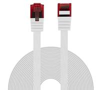 BIGtec Ethernet LAN Cable 15 m Flexible Flat Network Cable Patch Cable White Flat Ribbon Cable Gigabit DSL ISDN Flat Ribbon Cable Installation Cable RJ45 Connector