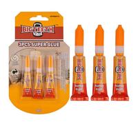 BIGTEETH Super Glue 2g x 3, Strong All Purpose SuperGlue, Fast Drying Clear Glue For Plastic, Metal, Ceramics, Porcelains, Leather, Wood, Rubber