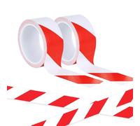 BigTree 2Pcs Red and White Hazard Warning Tape 50mm x 33m Barrier Tape Outdoor Safety Caution Tape Strong Self Adhesive Waterproof Duct Tape Warehouse Zoning Delimit Marker Wear Resistant