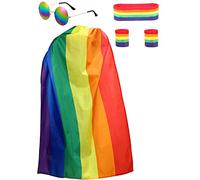 BigTree 5pcs LGBTQ Lesbian Rainbow Set Gay Pride Day Accessories Headband Wristbands Glasses for Pride Festivals Party Celebration Exercise Sports