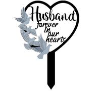 BigTree Metal Husband Memorial Stake Grave Dove Decorations for Cemetery Gravesite Sympathy Markers Waterproof Memorial Gifts for Loss of Partner Tombstones Plaque Outdoors Lawn Yard Decor (Husband)