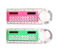 BIGULA 2PCS Multifunctional Calculator 4-in-1 Designed Solar Calculator with Ruler, Magnifier and Protractor, Gift for Student