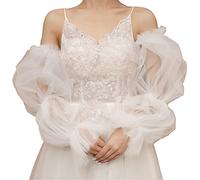 BIGULA Detachable Bridal Puff Sleeves Wedding Removable Long Sleeves White Handmade Elegant Wedding Bridal Arm Decorations