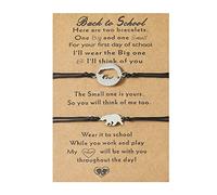 BIGULA School Season Parent-child Bracelets European Stainless Steel Hollow Little Bear Wax Thread Braided Bear Bracelets
