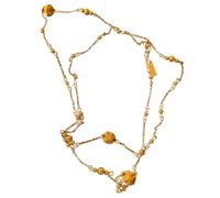 BIGULA Unique Pumpkin Sphere Designs Necklace Modern Striped Pumpkin Beads Necklace For Women Seeking Distinctive Accessories Vintage Beads Chain